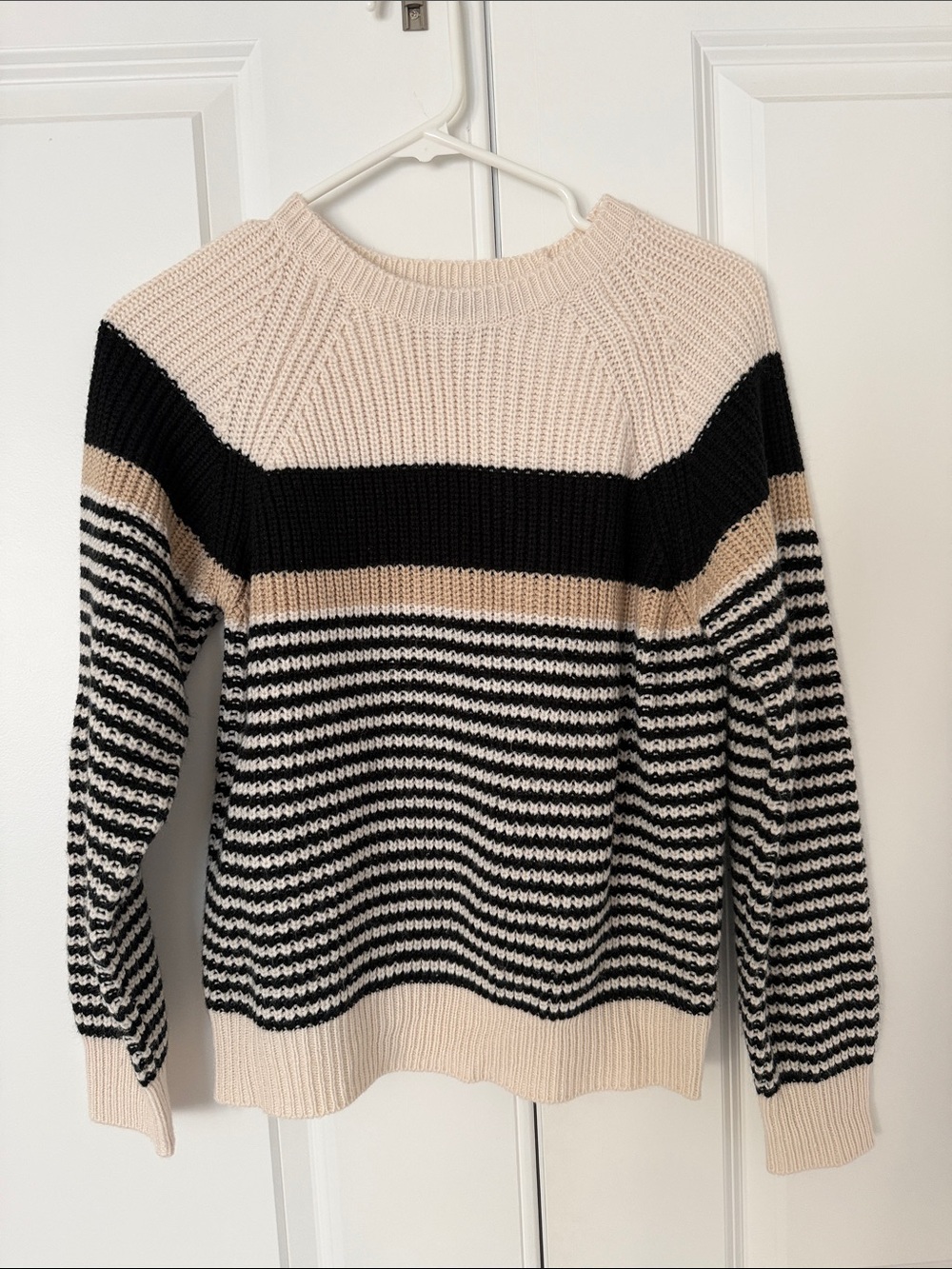 Sanctuary Striped Crewneck Sweater in Cream, Black & Tan